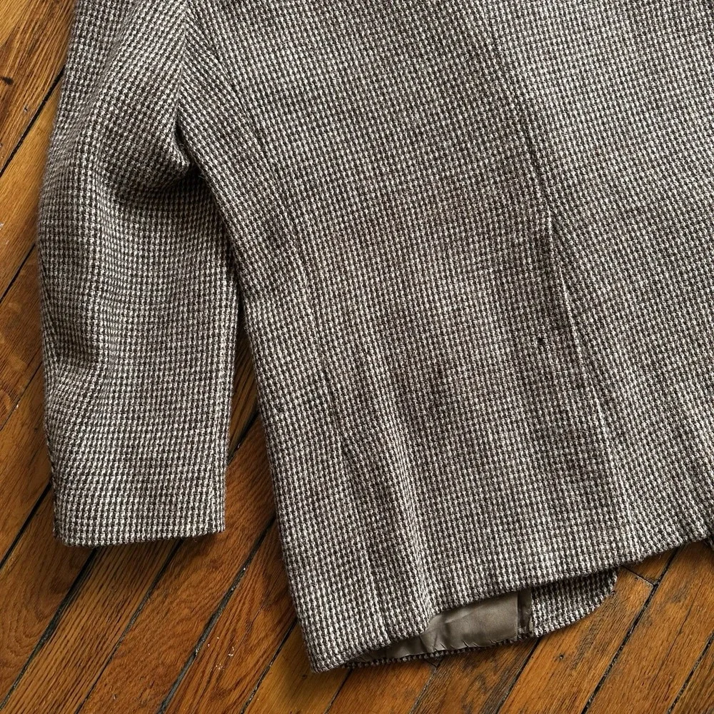 Vtg Harris Tweed Blazer Sport Coat Jacket Ivy Hunting Country Beige Brown L‎ 44